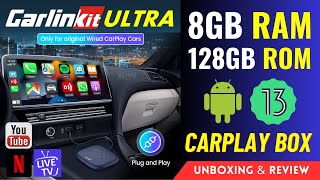 Powerful Carlinkit ULTRA MAX Smart CarPlay AI Box Adapter 8GB RAM Android 13 Unboxing Review [upl. by Treblih]