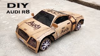 DIY RC Audi R8 Cardboard car handmade [upl. by Letsirhc]