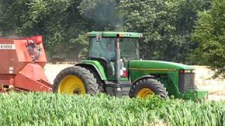 John Deere 8400 and Hesston 4900 Baling Wheat Straw pt 4 [upl. by Keegan]