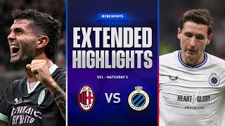 AC Milan vs Club Brugge Extended Highlights  UCL League Phase MD 3  CBS Sports Golazo [upl. by Hackett]