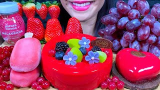 ASMR RED FOOD FRESH FRUIT MOUSSE CAKE ICE CREAM MUKBANG MASSIVE Eating Sounds [upl. by Maynard]