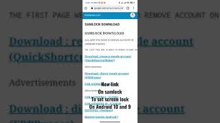 New link on samlock to bypass account on Android 10  9 and 8 shorts [upl. by Bodkin]