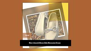 Mens Smooth Moose Hide Moccasins Cream [upl. by Atiugram]