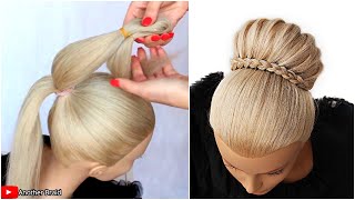 😱 Braided High Bun 😱 Wedding Prom Updo Hair Tutorial by Another Braid shorts [upl. by Frohman]