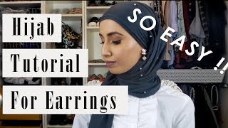 Hijab Tutorial with Earrings VERY BASIC ALMOST EFFORTLESS [upl. by Alliuqahs460]