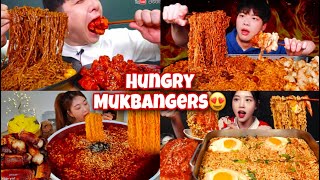 SUPER HUNGRY MUKBANGERS 😍😋🥵 NOODLES EATING MUKBANG  BLACK BEAN NOODLES  SPICY NOODLES EATING ASMR [upl. by Aimerej]