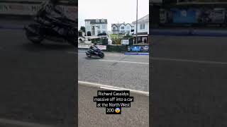 Richard Cassidys massive off into a car at the North West 200 😨 NW200 northwest200 [upl. by Notloc662]