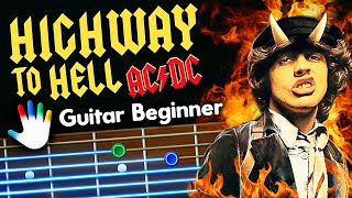 Highway To Hell Guitar Lessons for Beginners ACDC Tutorial  Easy Chords  Lyrics  Backing Track [upl. by Lukasz341]