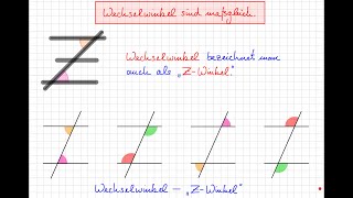 Mathematik  Klasse 7  Geometrie  Winkel an parallelen Geraden  Wechselwinkel und Zusammenfassung [upl. by Lenrow329]