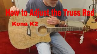 Acoustic Guitar Truss Rod Adjustment on a Kona K2 [upl. by Hansel]