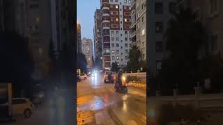 In an astonishing and rare weather event a video from Adana Turkey shows a tiny section of road [upl. by Woods]