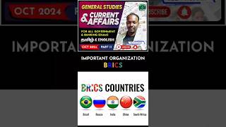 ✅Important Organization  BRICS  By Selvakumar generalstudies education [upl. by Ahsinrat]