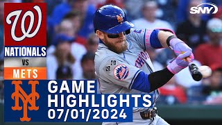 Mets vs Nationals 712024  NY Mets Highlights  SNY [upl. by Tildy]