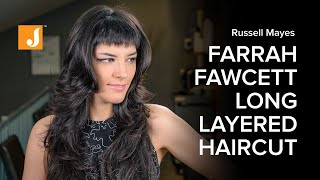 Long Feathered Farrah Fawcett Haircut with Baby Bangs [upl. by Isiahi]