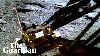 Video shows Indias lunar rover rolling onto moons surface [upl. by Colpin]