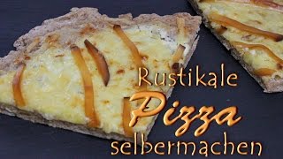 Pizza selber machen Vollkorn Pizzateig Rezept mit Räucherkäse Belag [upl. by Ayahs]