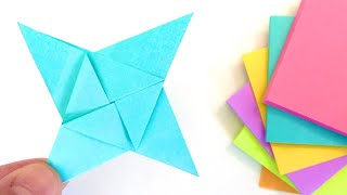 Sticky Note Origami Ninja Star Weapons  Step by Step  No cutting No glue  Postit Origami Easy [upl. by Annavahs]