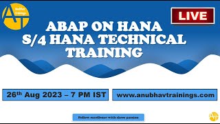 ABAP on HANA Demo 26 Aug 2023  S4HANA Training LIVE Demo by Anubhav  Learn Build and Grow [upl. by Heidt]