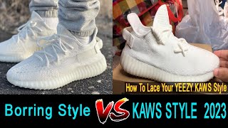 How To Lace KAWS Style 🔥 How To Lace Up Your Adidas Yeezy  TUTORIAL  Shoes Style yeezy howto [upl. by Nima]