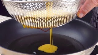 Pass 3 Eggs Through The Sieve – Use A Chopstick To Help [upl. by Neeliak864]