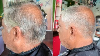 Old Mens Hair Cutting Transformation With Scissors [upl. by Barlow]