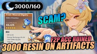 I Spent 3000 Resin on Artifacts and it Ruined my F2P Account Using Fragile Resin  Genshin Impact [upl. by Annek]