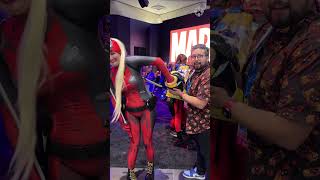 Deadpools stick their hands in the Wolverine popcorn bucket sdcc deadpool wolverine ign cosplay [upl. by Akcebar]