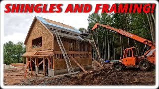 Shingling The Roof And Framing Two Shed Roofs [upl. by Aitsirhc]