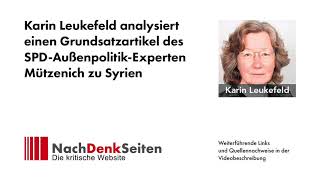 Syrien Karin Leukefeld analysiert einen Grundsatzartikel des SPDAußenpolitikExperten Mützenich [upl. by Maer]