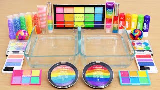 Rainbow Bright vs Pastel  Mixing Makeup Eyeshadow Into Slime ASMR [upl. by Etyak]