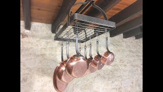 Set Of 8 Copper Pans Bourgeat with Handcrafted Pot Rack [upl. by Yuzik]