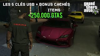 EMPLACEMENTS DES 5 CLÉS USB  ITEMS ET BONUS DARGENT A DÉBLOQUER SUR GTA ONLINE [upl. by Ynnej]