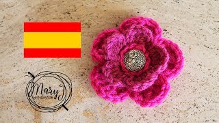 Flor 3d tejida a crochet  MaryJ Handmade [upl. by Lynna]