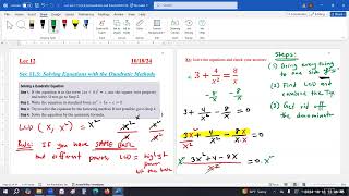 Lec12 JTFA Sec11 3 M1030 Solving RAtional Equations and Eq with fraction powers [upl. by Dorothea744]