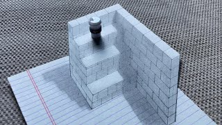 Incredible 3D Brick Stairs Optical Illusion Drawing [upl. by Eustace]