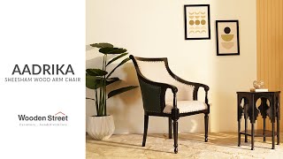 Aadrika Sheesham Wood Arm Chair Black Finish  Latest Arm Chair Design  Wooden Street [upl. by Sanjay104]