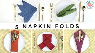 5 EASY Napkin Folding Tutorials  Folding Napkins Techniques Cloth Napkins [upl. by Sire]