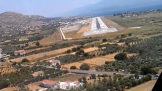 AMAZING B737 onboard cockpit video of landing in EXTREME crosswind at Samos [upl. by Mailli559]