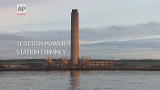 Scottish power station chimney demolished [upl. by Harold]