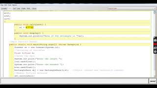 PARAMETERIZED CONSTRUCTOR AREA OF RECTANGLE  JAVA CLASS by ASHISH [upl. by Fowler]