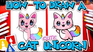 How To Draw A Cute Cat Unicorn [upl. by Uuge]