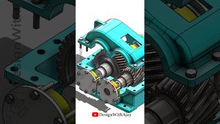 Helical Gear Box  1 2 Ratio  link in Description 3d cad shorts tutorial designwithajay [upl. by Enitsua]