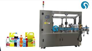 Linear hot melt glue labeler for bottles OPP hot melt glue labeling machine water bottle labeler [upl. by Rizika]