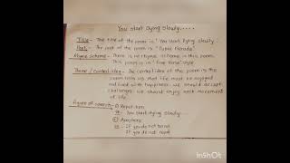 10th std English appreciation You start dying slowly [upl. by Engracia522]