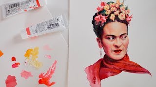 Painting Frida Kahlo  Art Timelapse with Talkthrough [upl. by Mahoney116]