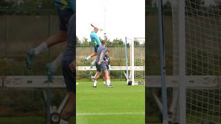 Erling Haalands INSANE LEAP to score header in Man City training 😱 shorts [upl. by Aihgn]