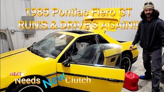 YELLOW 1985 Pontiac GT RUNS amp DRIVES after sitting for YEARS  Pontiac Fiero GT Relic restoration [upl. by Gerstner195]