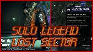 EASILY Acquire NEW Exotic Boots Of The Assembler Solo Legend Lost Sector WARLOCK  Destiny 2 [upl. by Anatol841]