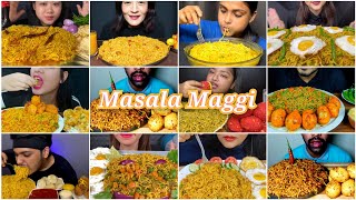 ASMR Maggi Compilation  Masala Maggi With Fried Eggs Sunny SideUp Eggs amp Momos Eating Compilation [upl. by Nevear740]