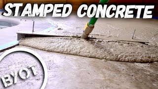 STAMPED CONCRETE  DIY CONCRETE OVERLAY [upl. by Haswell]